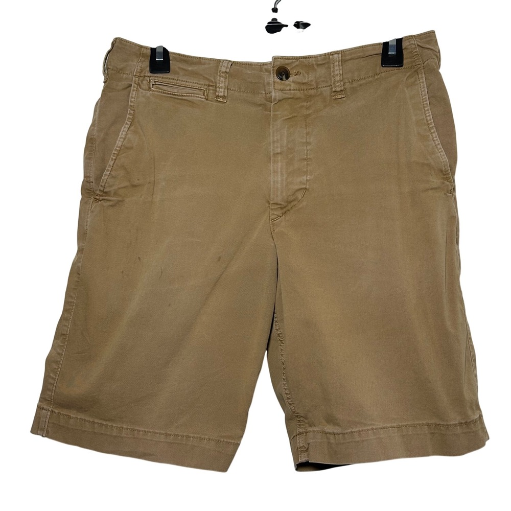 American Eagle Outfitters Mens Classic Khaki Flat Front Shorts Size 32